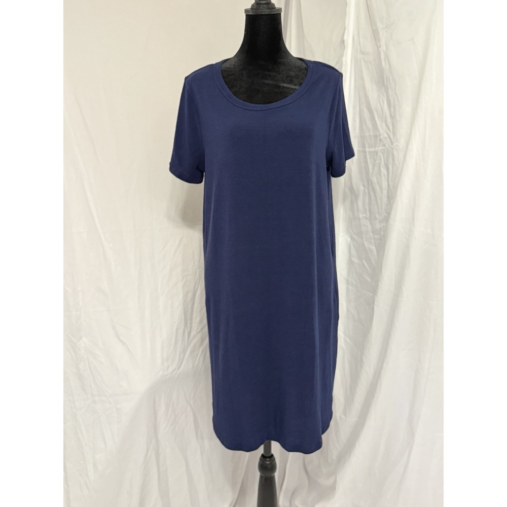 NWT Gyft Womens Short Sleeve Polyester Blend Navy Dress Size Large